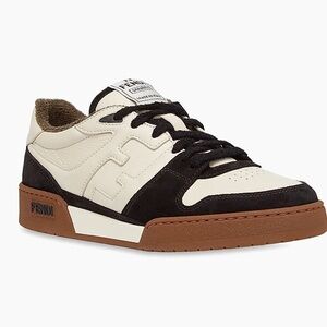 Fendi Black and Cream Sneakers with Brown Sole